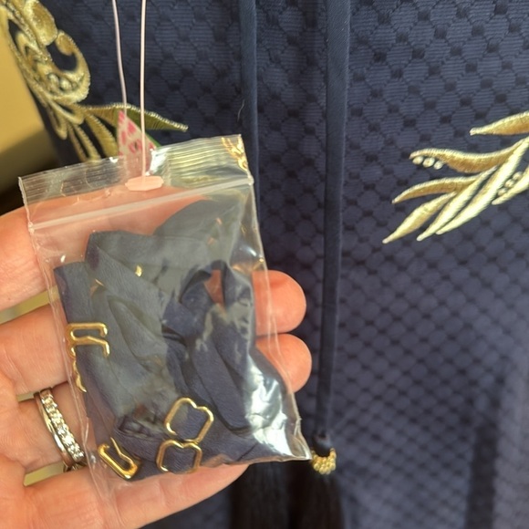 Lily Pulitzer NWT Elegant Navy Blue Dress with Intricate gold Embroidery - Picture 6 of 12